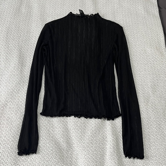 Forever 21 Tops - Forever 21 Black Sheer Mock Neck Long Sleeve Top